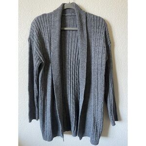 Cozy grey knit open front cardigan sweater